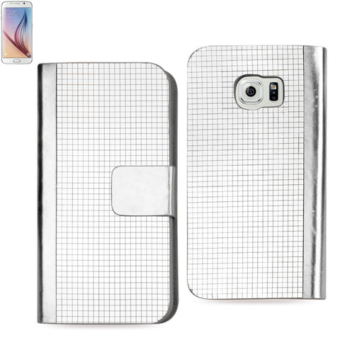 Reiko Samsung Galaxy S6 Gold Chrome Design Wallet Case In Silver
