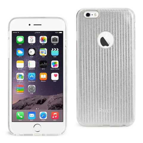 Reiko Iphone 6 Plus/ 6s Plus Shine Glitter Shimmer Stripe Hybrid Case In Linear Silver
