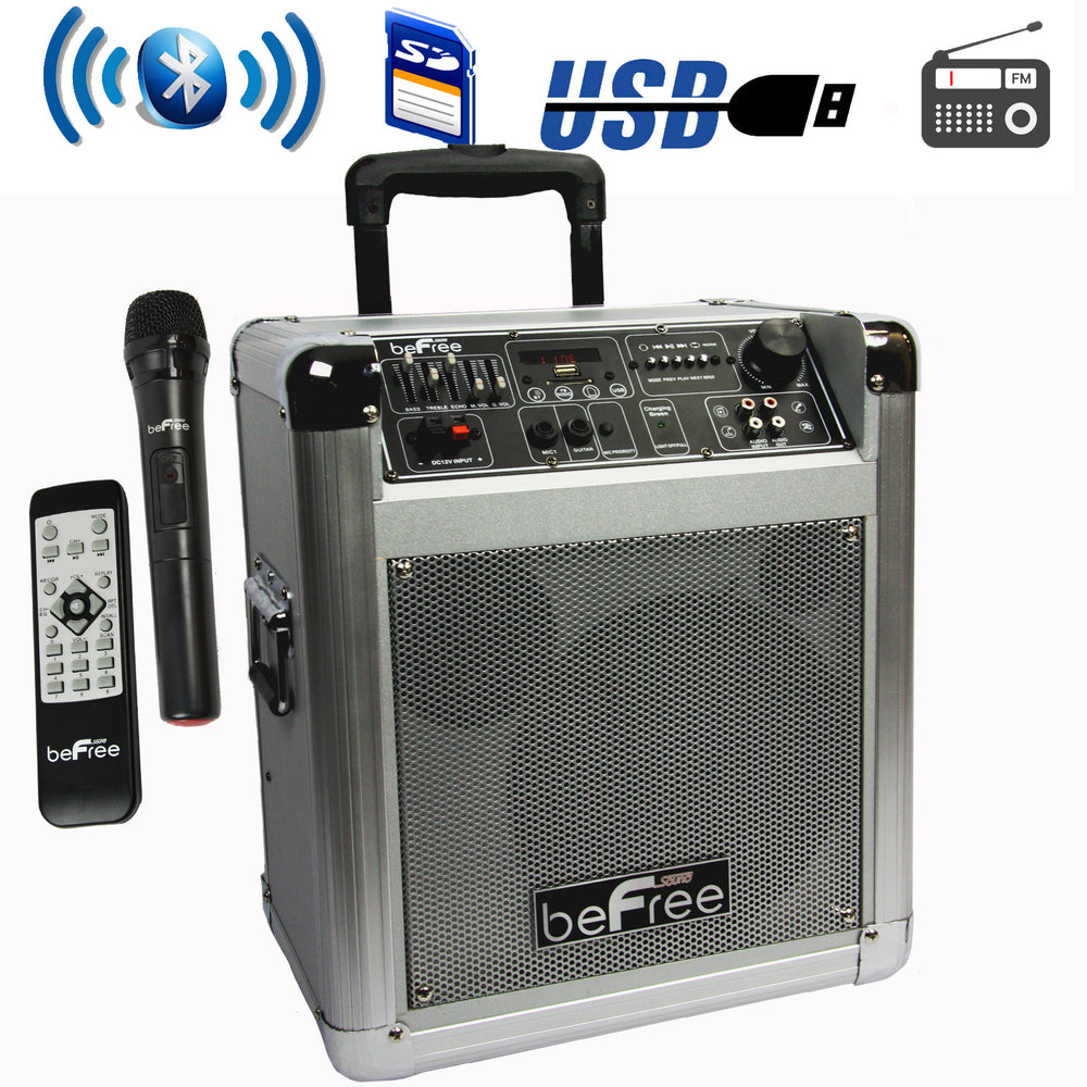 Befree Sound Sleek 8 Inch Professional Portable Bluetooth Pa Speaker With Remote Control, Microphone, Fm Radio, Sd And Usb Inputs
