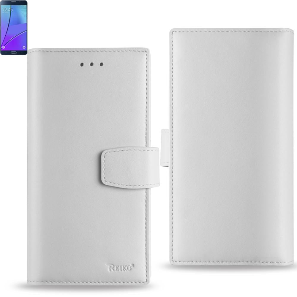 Reiko Samsung Galaxy Note 5 Genuine Leather Wallet Cases With Rfid Card Protection In Ivory