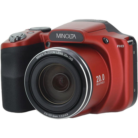 Minolta 20.0-megapixel 1080p Full Hd Wi-fi Mn35z Bridge Camera With 35x Zoom (red) Elbmn35zr