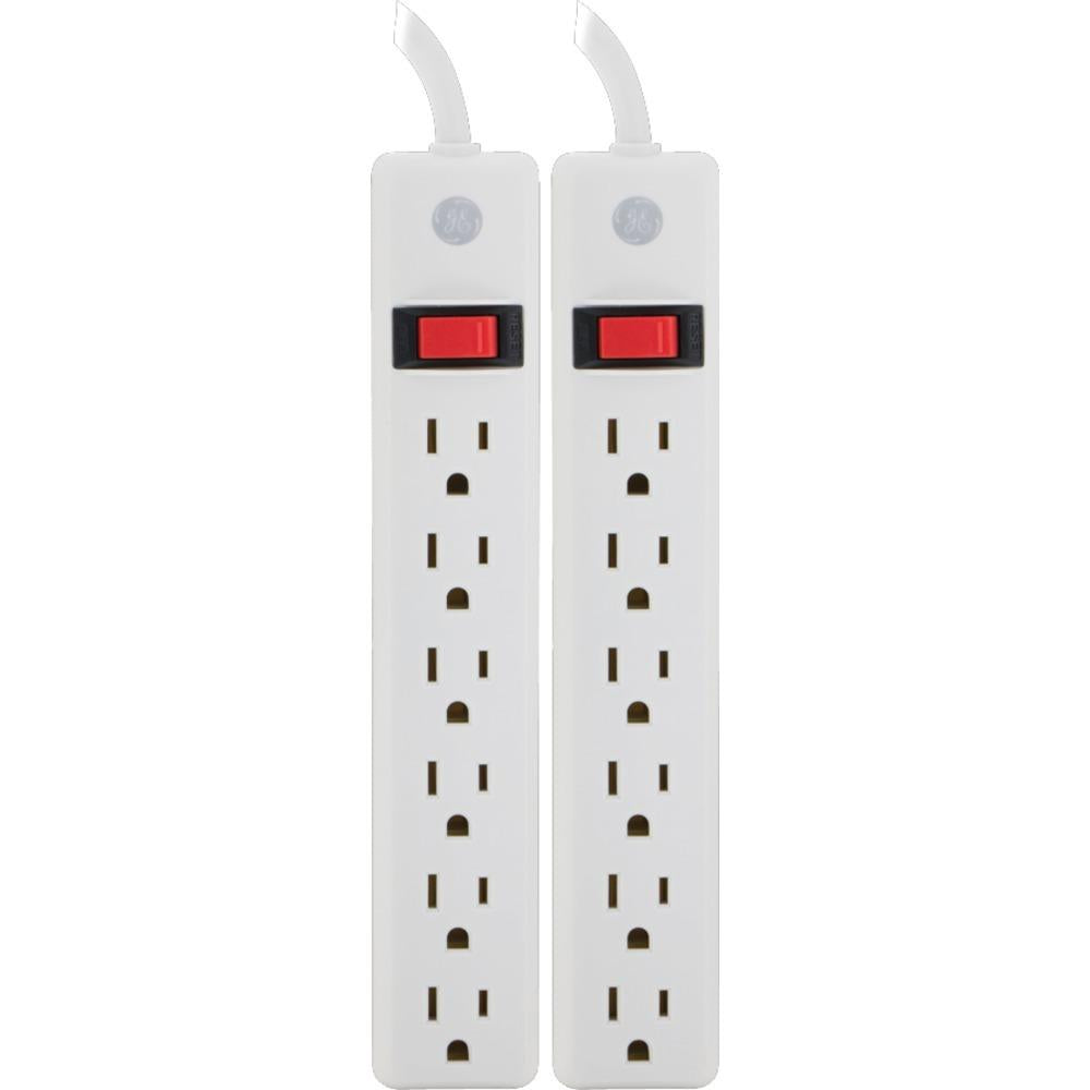 Ge 14087 6-outlet General-purpose Power Strips With 2ft Cord, 2 Pk
