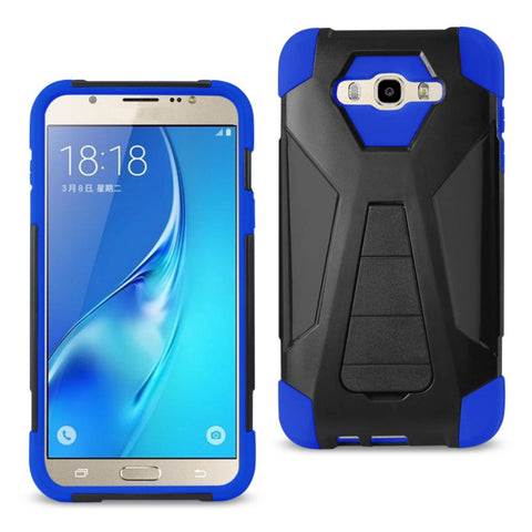 Reiko Samsung Galaxy J7 (2016) Hybrid Heavy Duty Case With Kickstand In Navy Black
