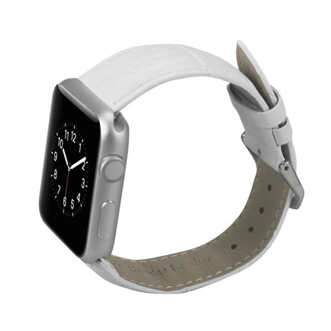 Reiko Watch 42mm Genuine Leather Iwatch Band Strap Without Band Adaptors 38mm In White