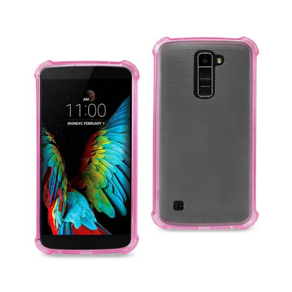 Reiko Lg K10 Clear Bumper Case With Air Cushion Protection In Clear Hot Pink