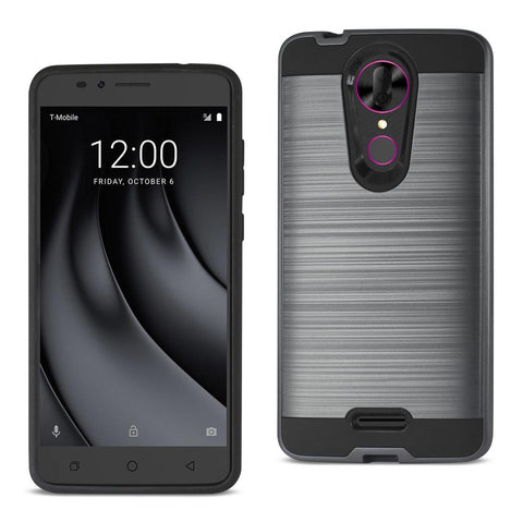 Reiko Coolpad Revvl Plus Hybrid Metal Brushed Texture Case In Gray