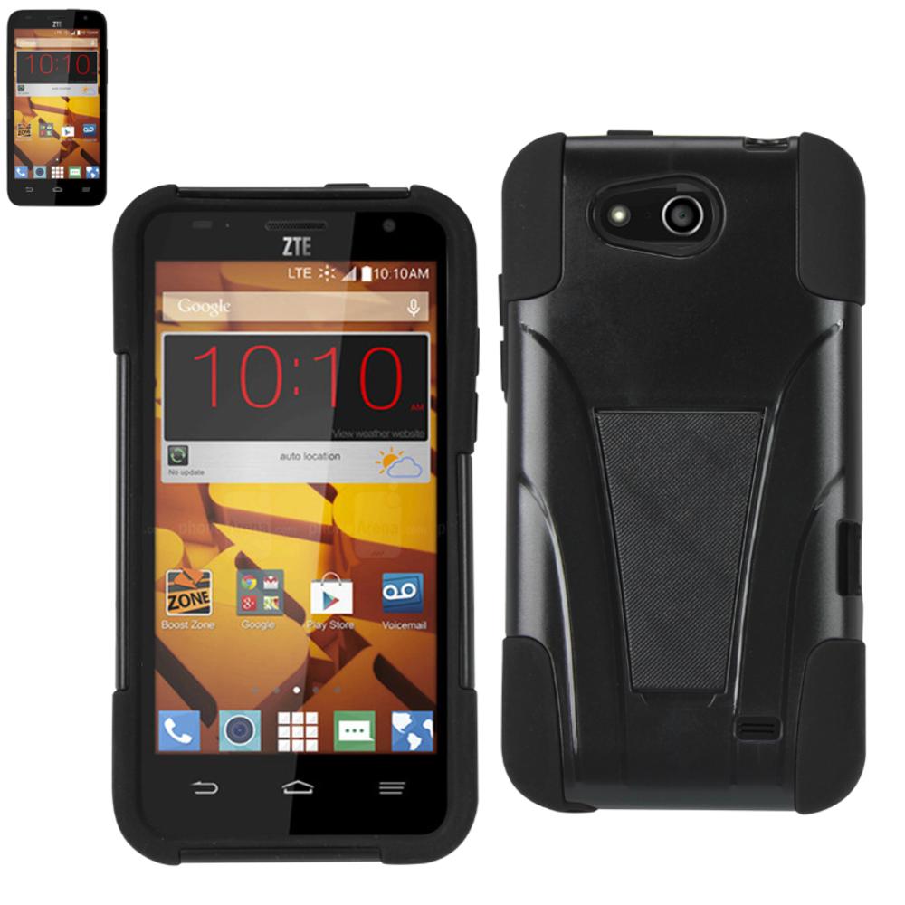 Reiko Zte Speed Hybrid Heavy Duty Case With Kickstand In Black