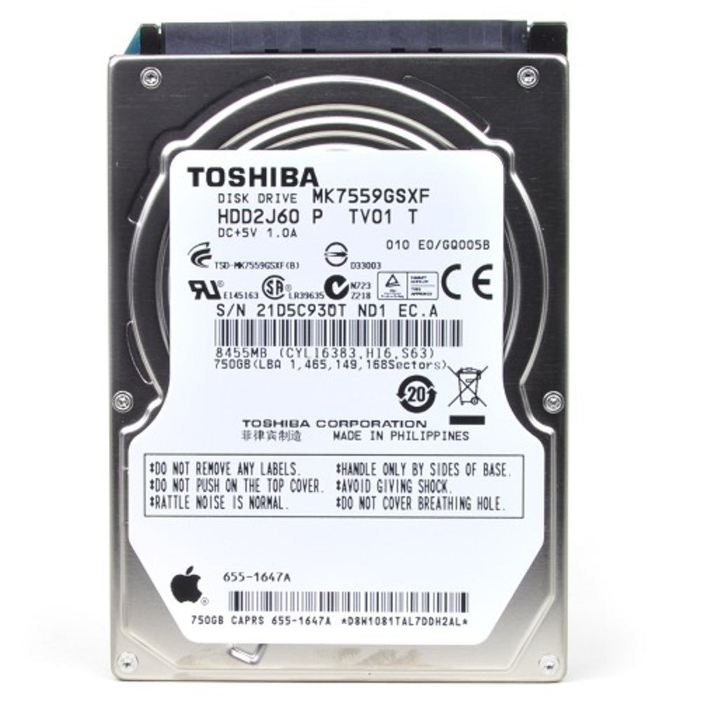 Toshiba Mk7559gsxf 750gb Sata/300 5400rpm 8mb 2.5 Hard Drive