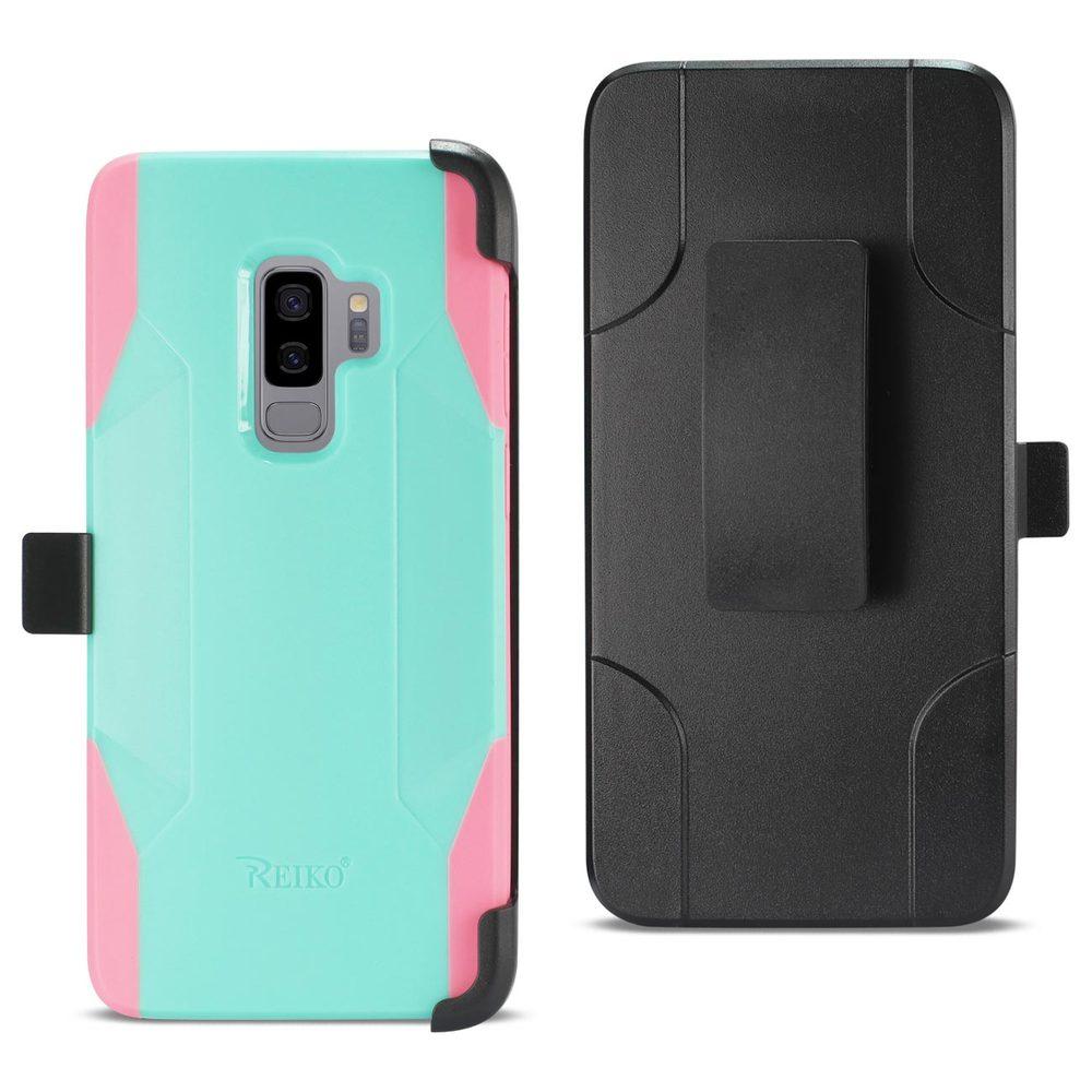 Reiko Samsung Galaxy S9 Plus 3-in-1 Hybrid Heavy Duty Holster Combo Case In Mint Green
