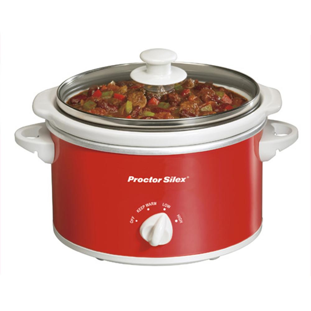 Proctor Silex Portable Oval Slow Cooker, 1.5-quart- Red