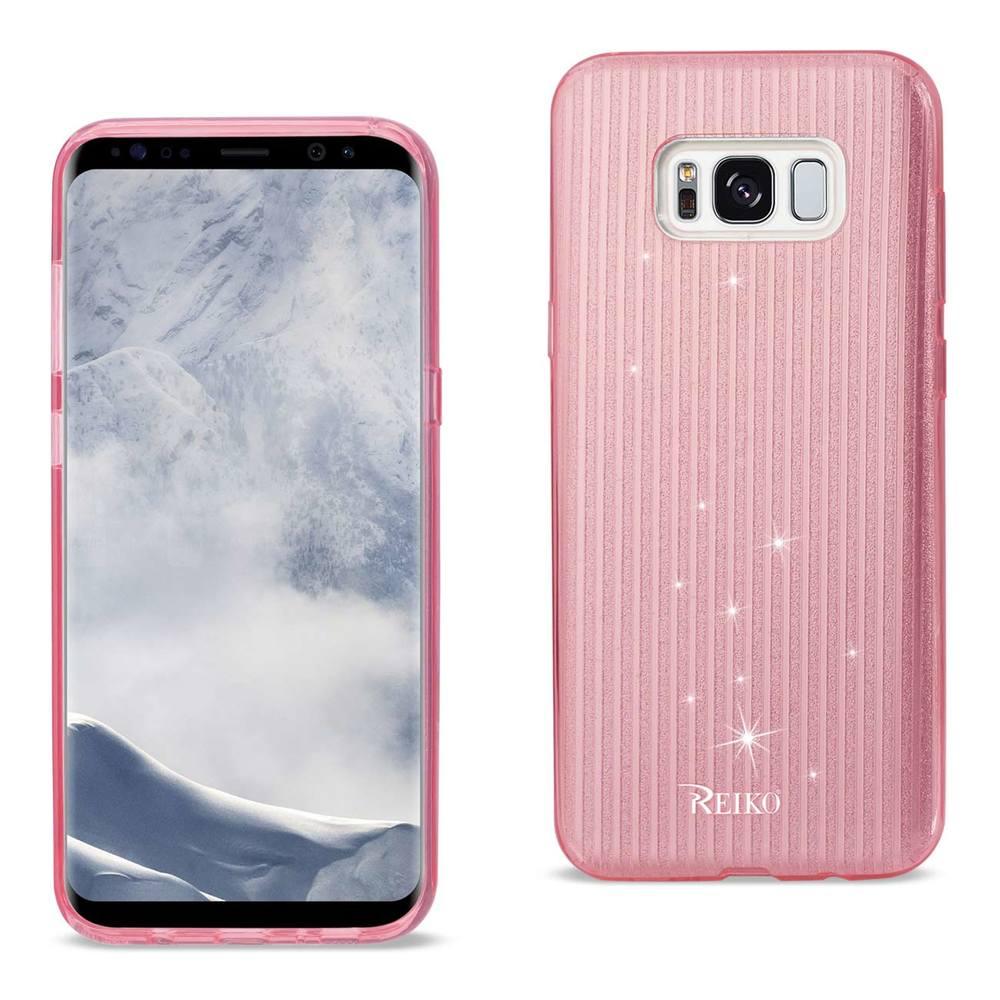 Reiko Samsung Galaxy S8 Edge/ S8 Plus Shine Glitter Shimmer Stripe Hybrid Case In Linear Pink