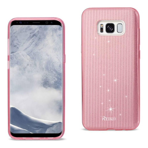 Reiko Samsung Galaxy S8 Edge/ S8 Plus Shine Glitter Shimmer Stripe Hybrid Case In Linear Pink