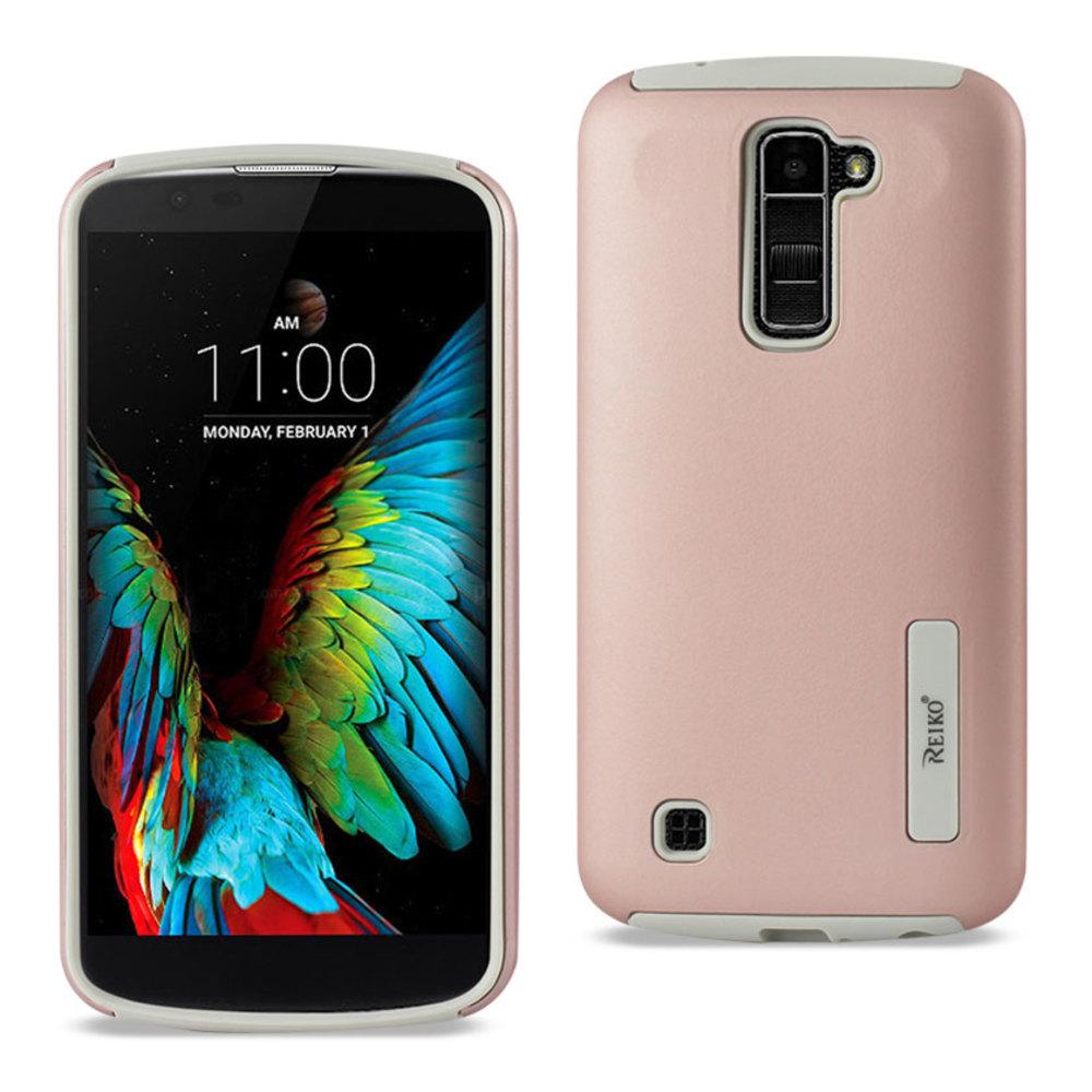 Reiko Lg K10 Solid Armor Dual Layer Protective Case In Rose Gold