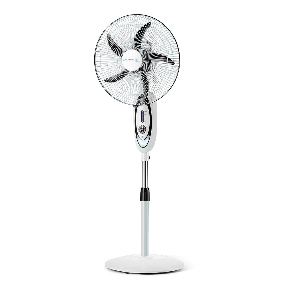 Tech Pro16 Inch Rechargeable Freestanding Fan With Led Night Light And Powerbank