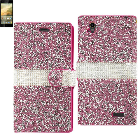 Reiko Zte Warp Elite Diamond Rhinestone Wallet Case In Pink