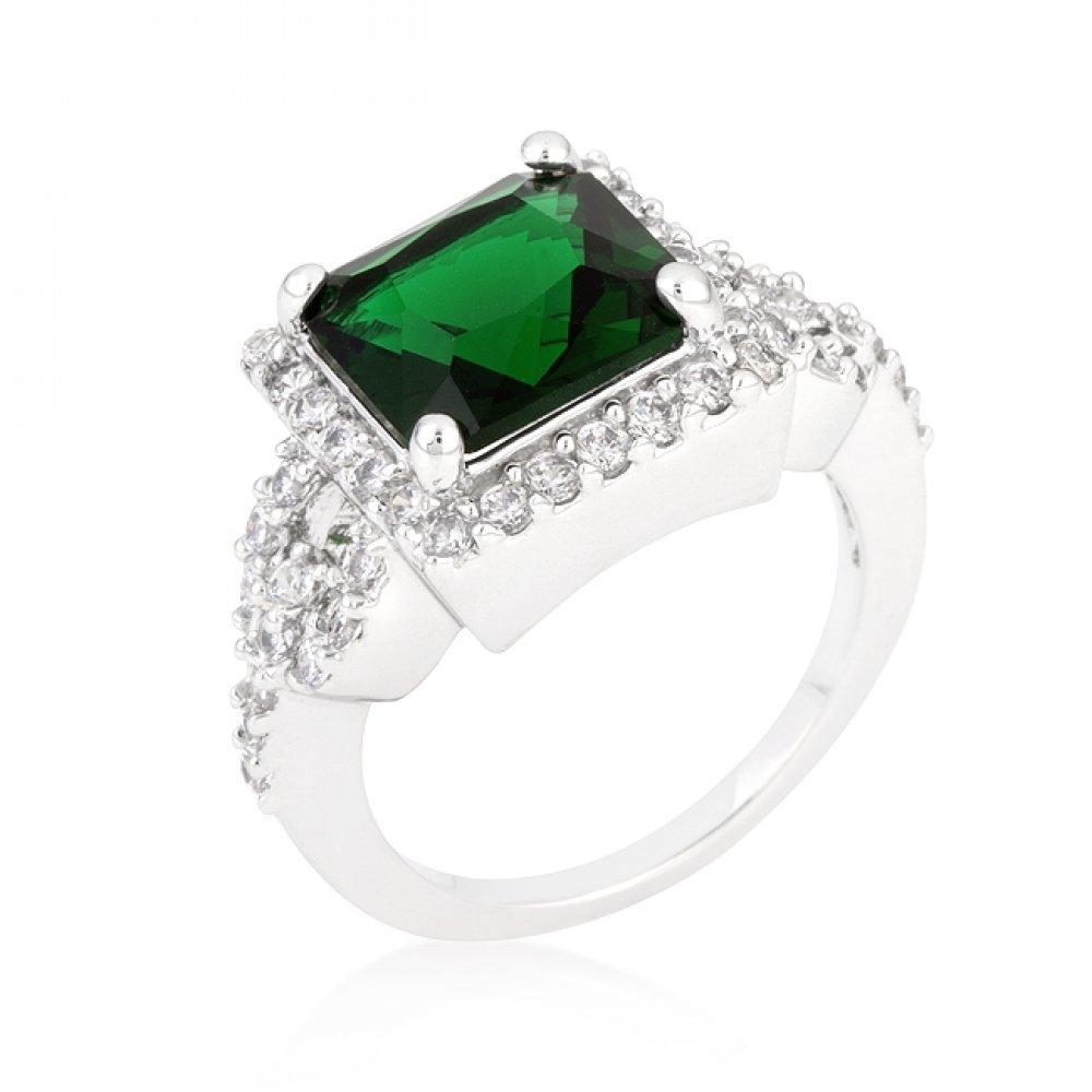 Halo Style Princess Cut Emerald Green Cocktail Ring (size: 09) R08352r-c40-09
