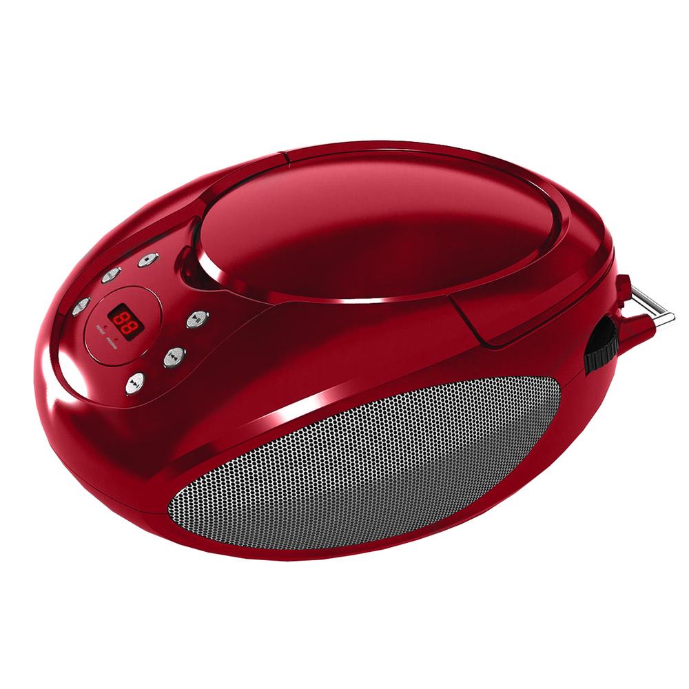 Supersonic Portable Cd Player With Aux Input And Am/fm Radio In Red