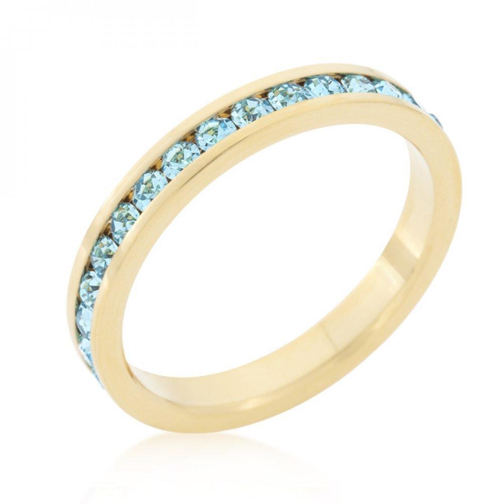 Stylish Stackables Aqua Crystal Gold Ring (size: 05) R01147g-v32-05