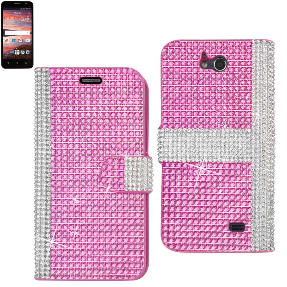 Reiko Zte Overture 2 Jewelry Diamond Rhinestone Wallet Case In Pink