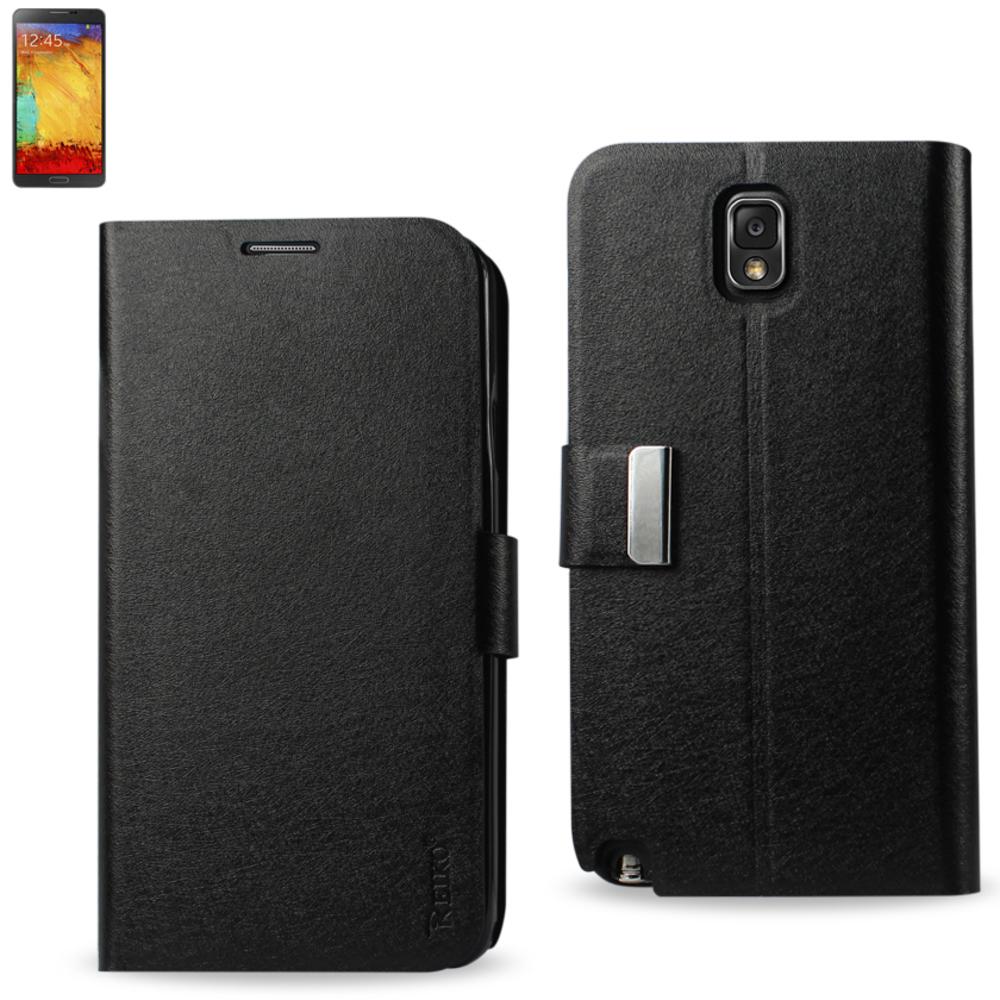 Reiko Samsung Galaxy Note 3 Flip Folio Card Holder Case In Black