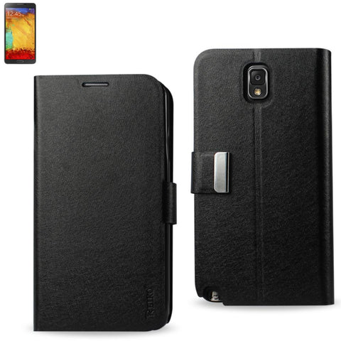 Reiko Samsung Galaxy Note 3 Flip Folio Card Holder Case In Black