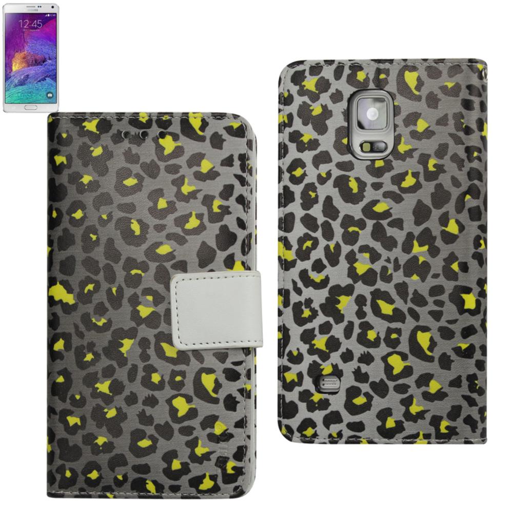 Reiko Samsung Galaxy Note 4 3-in-1 Animal Leopard Print Wallet Case In Silver