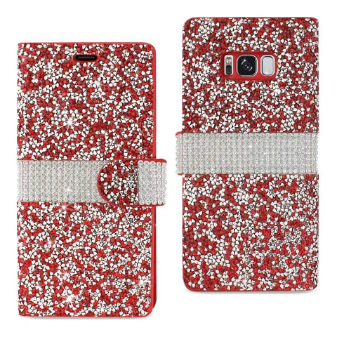Reiko Samsung Galaxy S8 Edge Diamond Rhinestone Wallet Case In Red