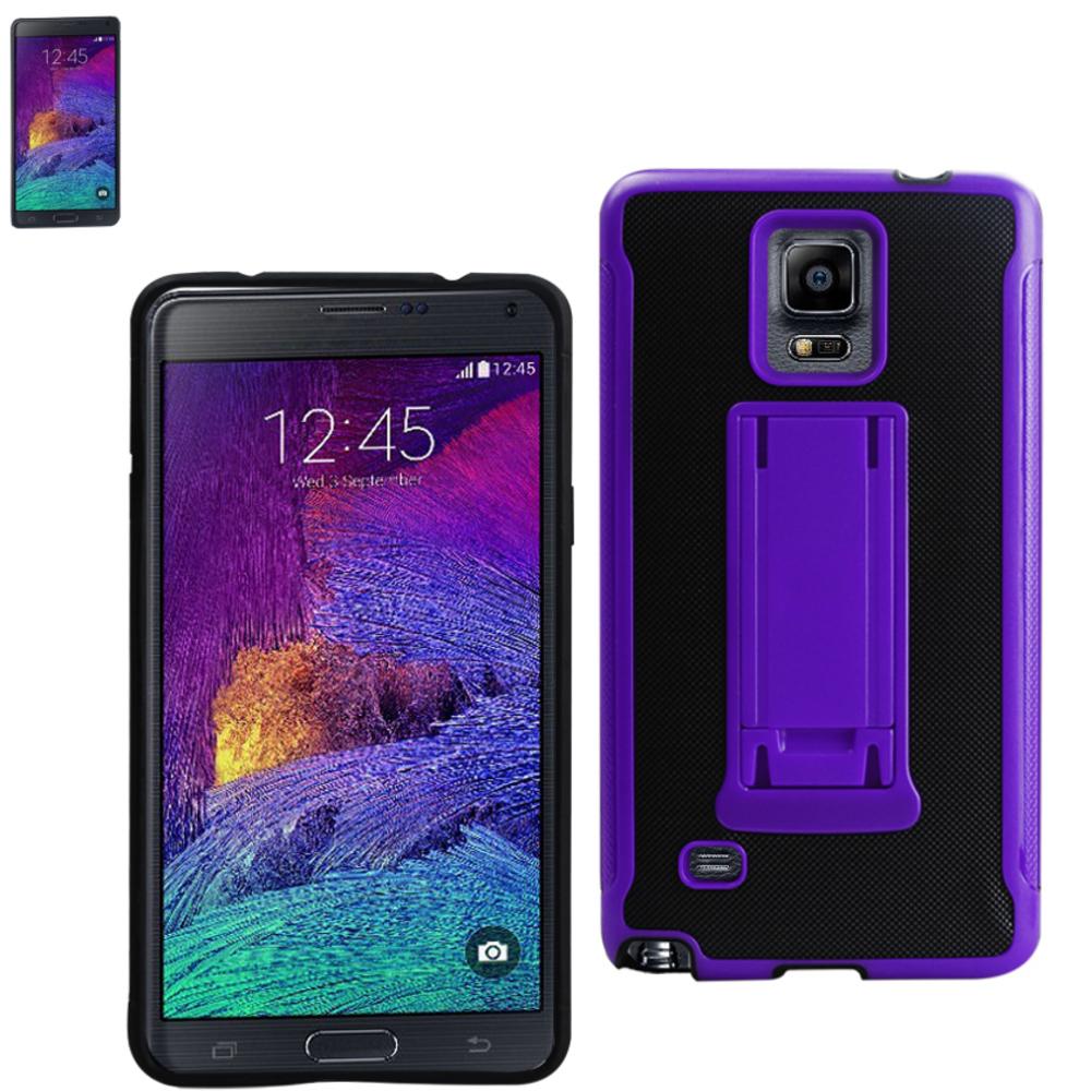 Reiko Samsung Galaxy Note 4 Hybrid Heavy Duty Case With Vertical Kickstand In Black Purple
