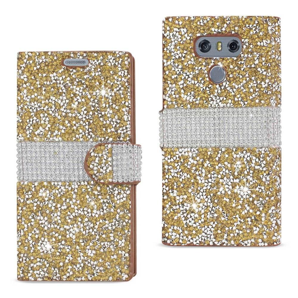 Reiko Lg G6 Diamond Rhinestone Wallet Case In Gold
