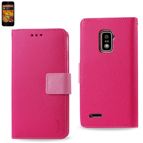 Reiko Zte Warp 4g 3-in-1 Wallet Case In Hot Pink