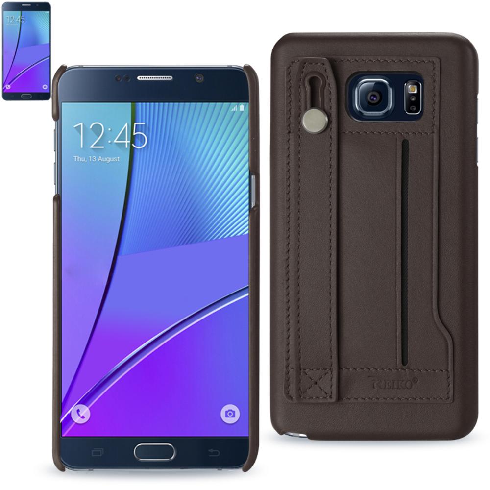 Reiko Samsung Galaxy Note 5 Genuine Leather Hand Strap Case In Umber
