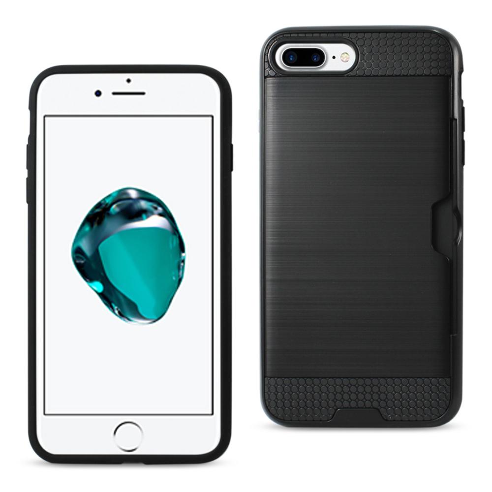 Reiko Iphone 8 Plus/ 7 Plus Slim Armor Hybrid Case With Card Holder In Black
