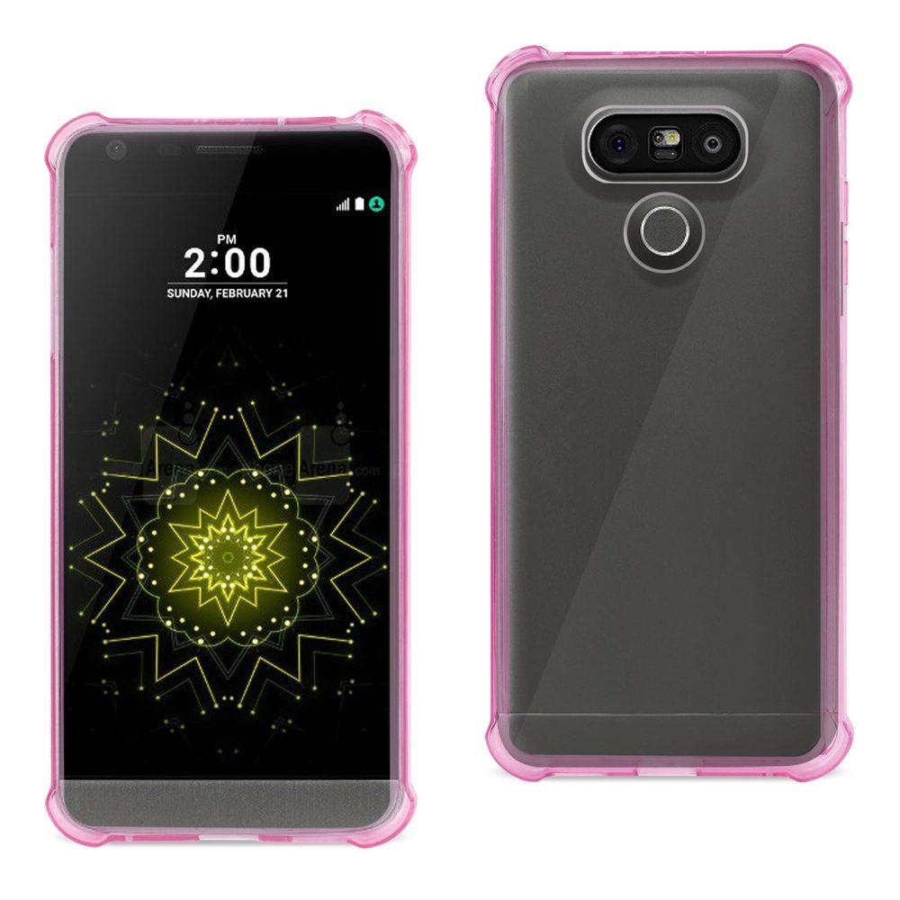 Reiko Lg G6 Clear Bumper Case With Air Cushion Shock Absorption In Clear Hot Pink