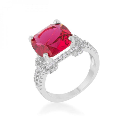 Charlene 6.2ct Ruby Cz Rhodium Classic Statement Ring (size: 08) R08465r-c17-08