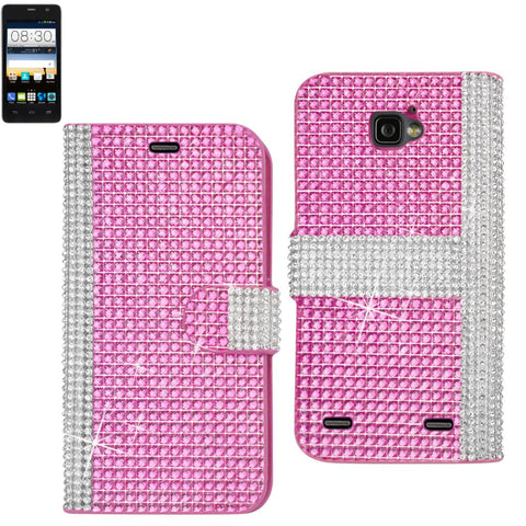 Reiko Zte Sonata 2 Jewelry Diamond Rhinestone Wallet Case In Pink