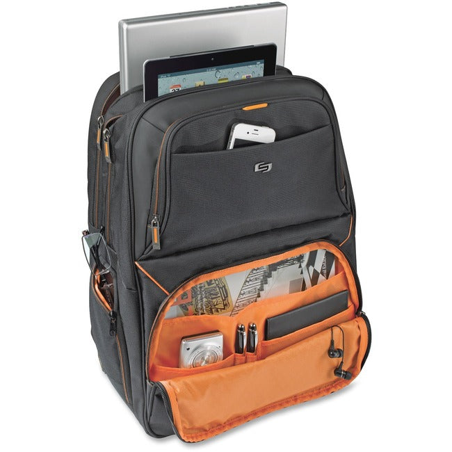 Solo Carrying Case (Backpack) for 17.3" Notebook - Black, Orange