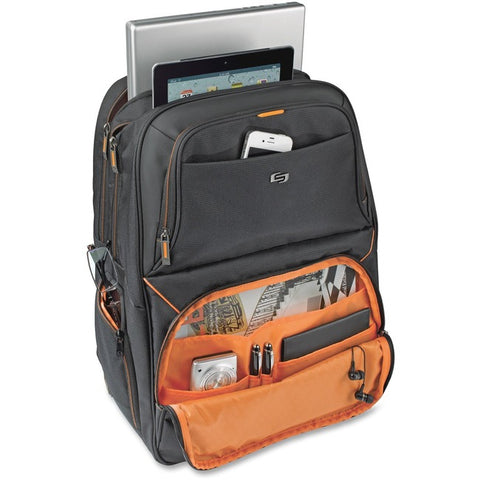 Solo Carrying Case (Backpack) for 17.3" Notebook - Black, Orange