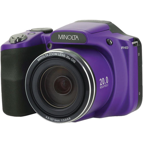 Minolta 20.0-megapixel 1080p Full Hd Wi-fi Mn35z Bridge Camera With 35x Zoom (purple) Elbmn35zp