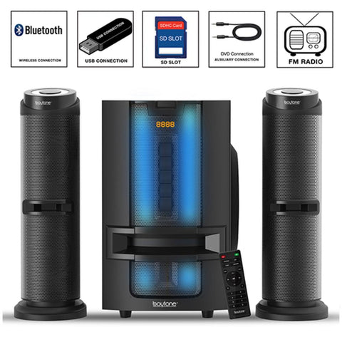 Boytone Bt-426f, 2.1 Bluetooth Powerful Home Theater Speaker System, With Fm Radio,