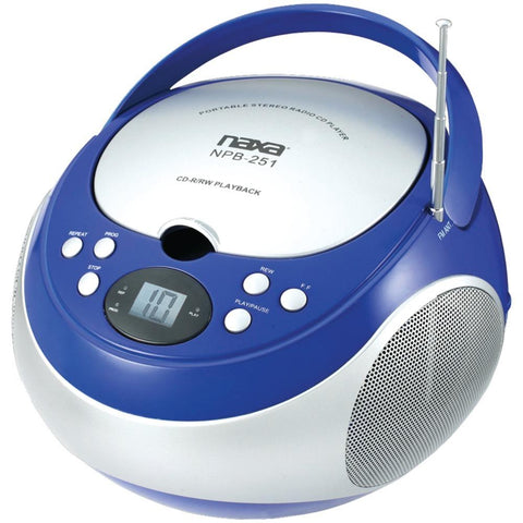 Naxa Portable Cd Player With Am And Fm Radio (blue) Naxnpb251bl