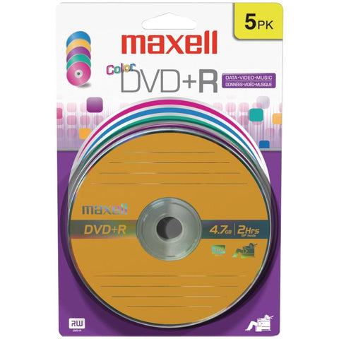 Maxell 639031 4.7gb 120-minute Dvd+rs (5 Pk, Color, Carded)