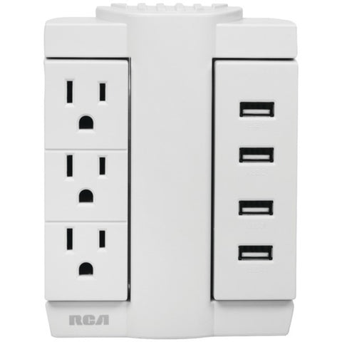 Rca Pswts3u48z 3-outlet Swivel Wall Tap With 4 Usb Ports