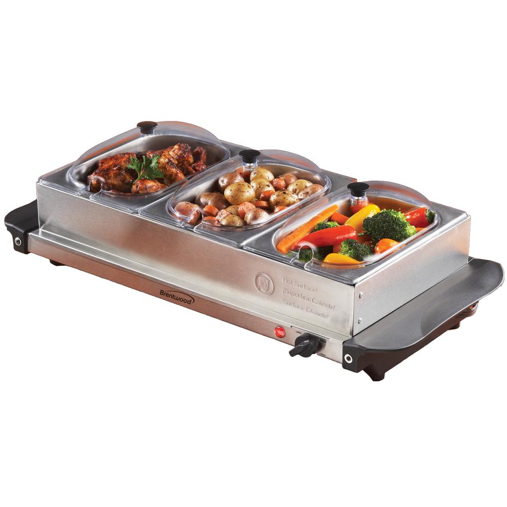 Brentwood Triple Buffet Server W/ Warming Tray