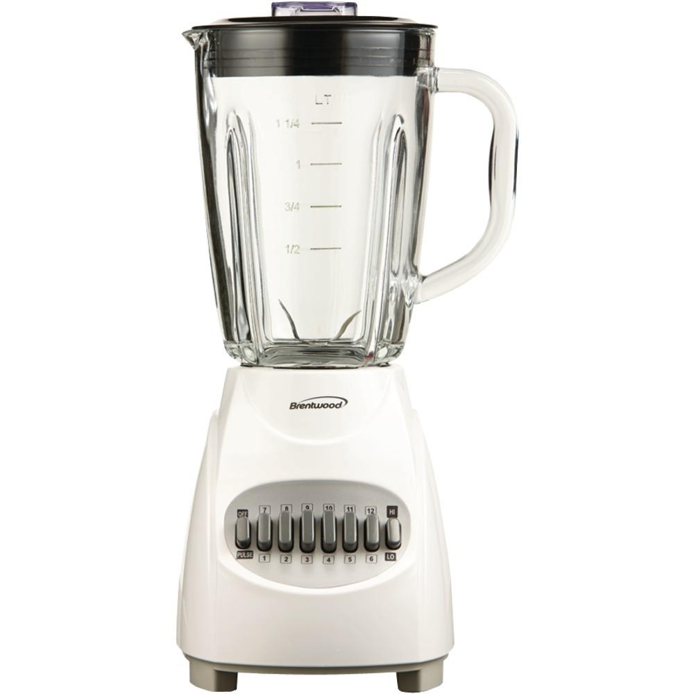 Brentwood 12-speed Blender With Glass Jar (white) Btwjb920w