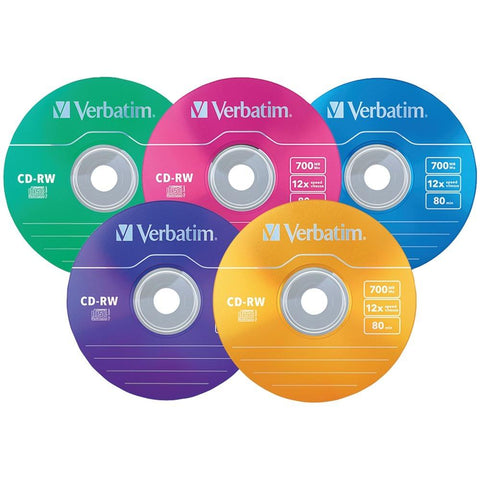Verbatim 96685 700mb Datalifeplus Cd-rws With Color-branded Surface, 20-ct Slim Cases