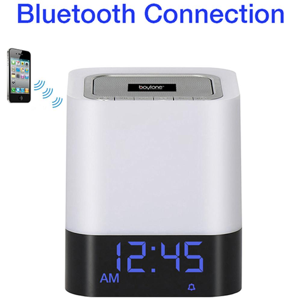 Boytone Bt-84cb Portable Fm Radio Alarm Clock Wireless Bluetooth 4.1 Speaker, 3-way