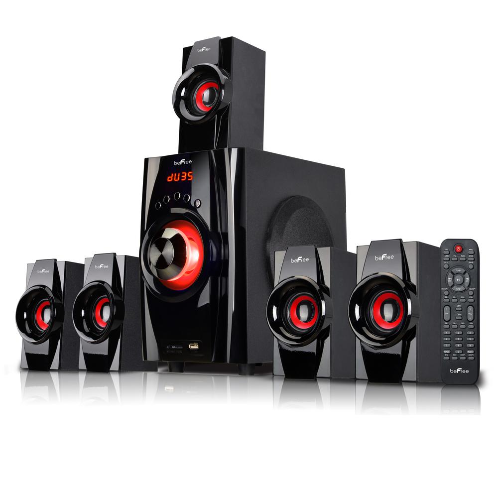 Befree Sound 5.1 Channel Surround Sound Bluetooth Speaker System- Red
