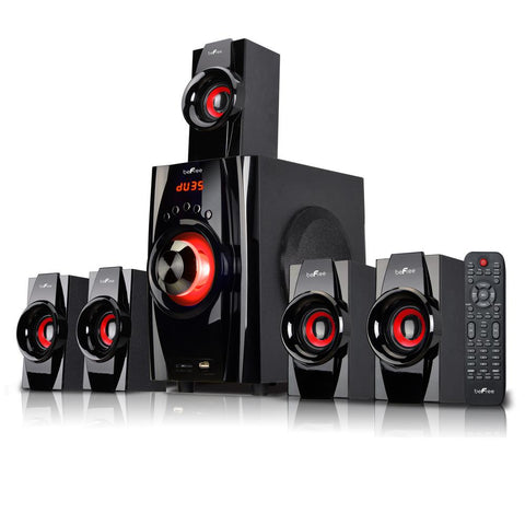 Befree Sound 5.1 Channel Surround Sound Bluetooth Speaker System- Red