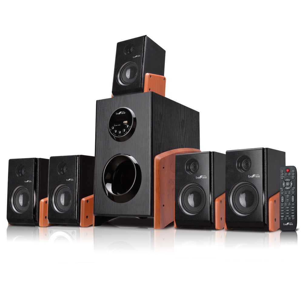 Befree Sound 5.1 Channel Surround Sound Bluetooth Speaker System -wood