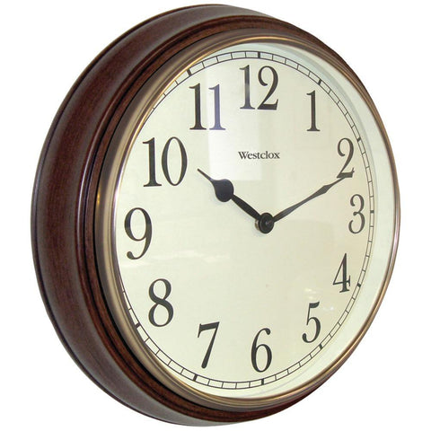 Westclox 15.5&amp;quot; Round Dark Woodgrain Clock Nyl73004p